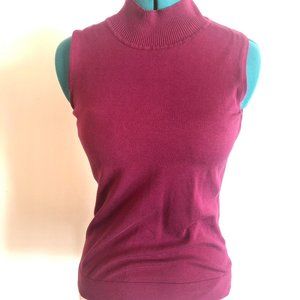 Small burgundy sleeveless turtleneck top